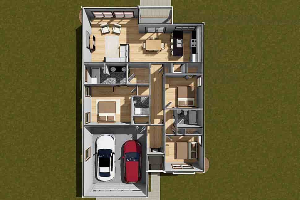 Traditional House Plan 100603 with 3 Beds, 2 Baths, 2 Car Garage Picture 6