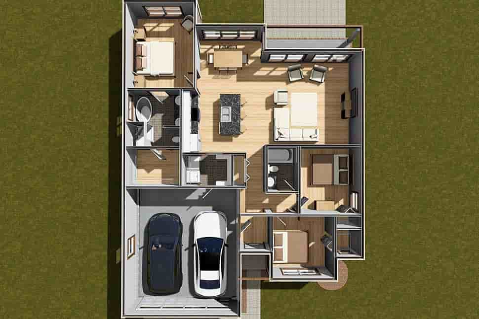 Cottage, Country, Craftsman, Ranch, Traditional House Plan 100606 with 3 Beds, 2 Baths, 2 Car Garage Picture 7