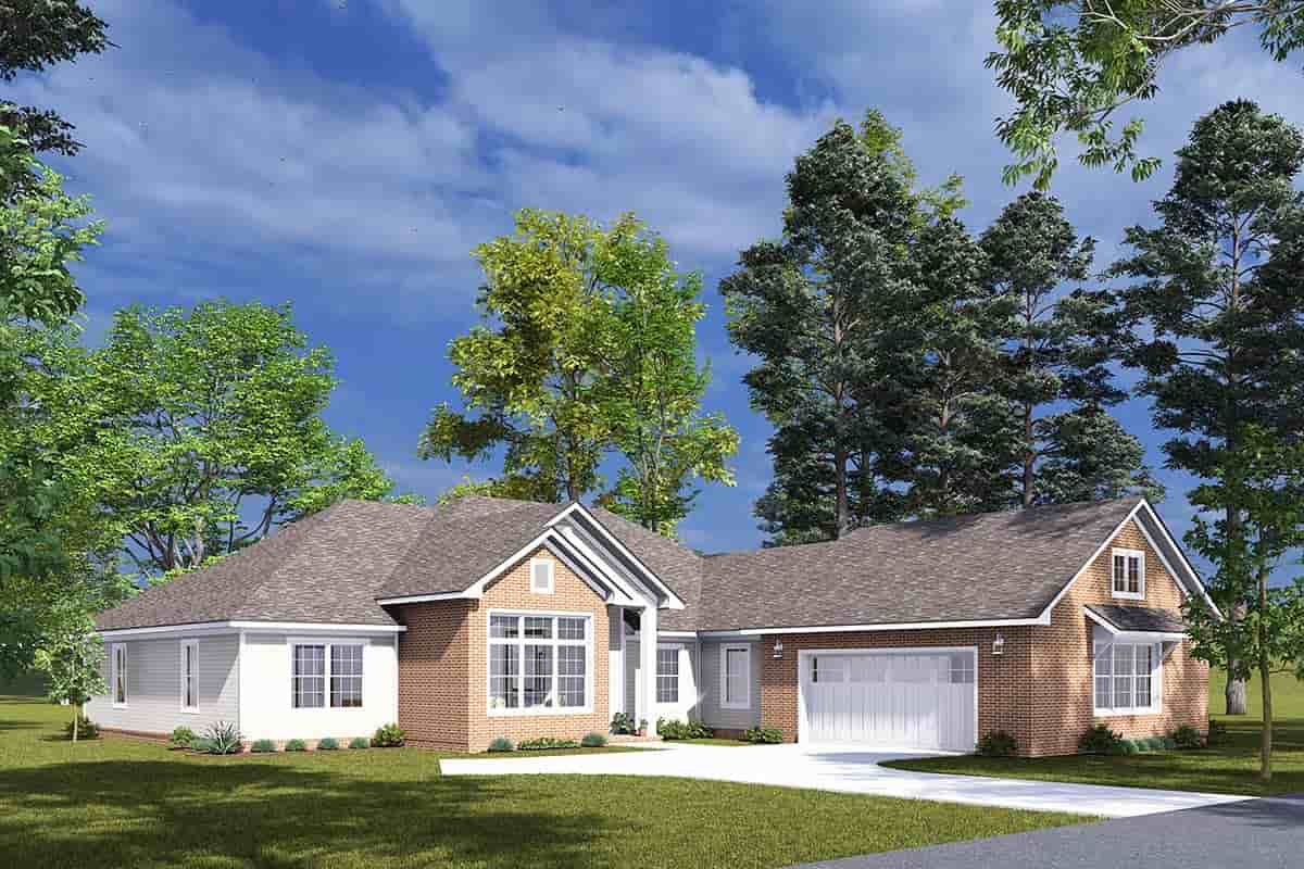 Ranch, Traditional House Plan 100608 with 4 Beds, 4 Baths, 2 Car Garage Picture 2