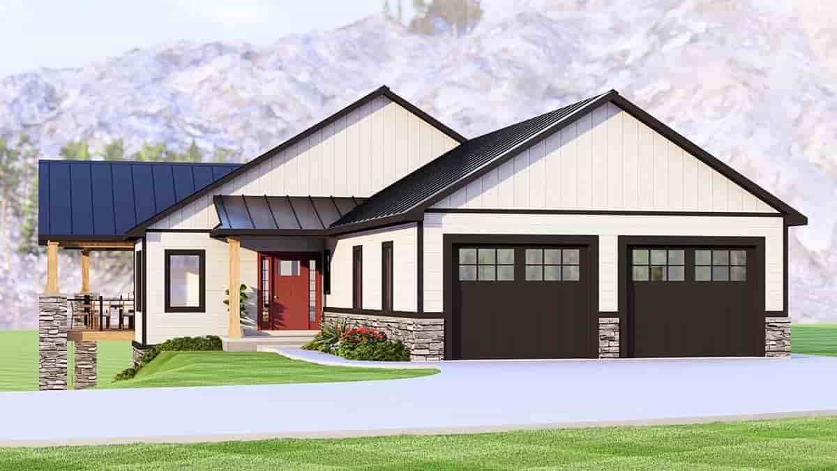 Contemporary, Country House Plan 100708 with 1 Beds, 2 Baths, 2 Car Garage Picture 1