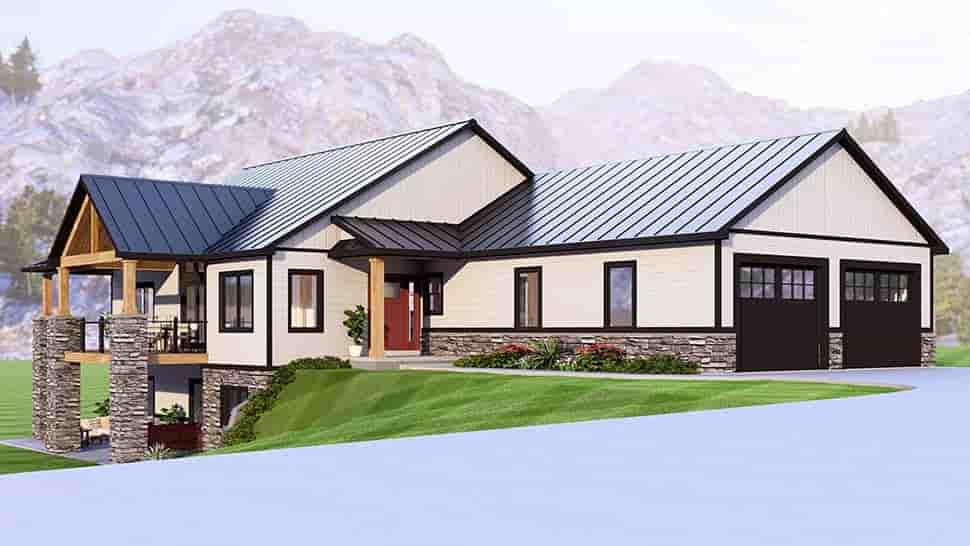 Contemporary, Country House Plan 100708 with 1 Beds, 2 Baths, 2 Car Garage Picture 4