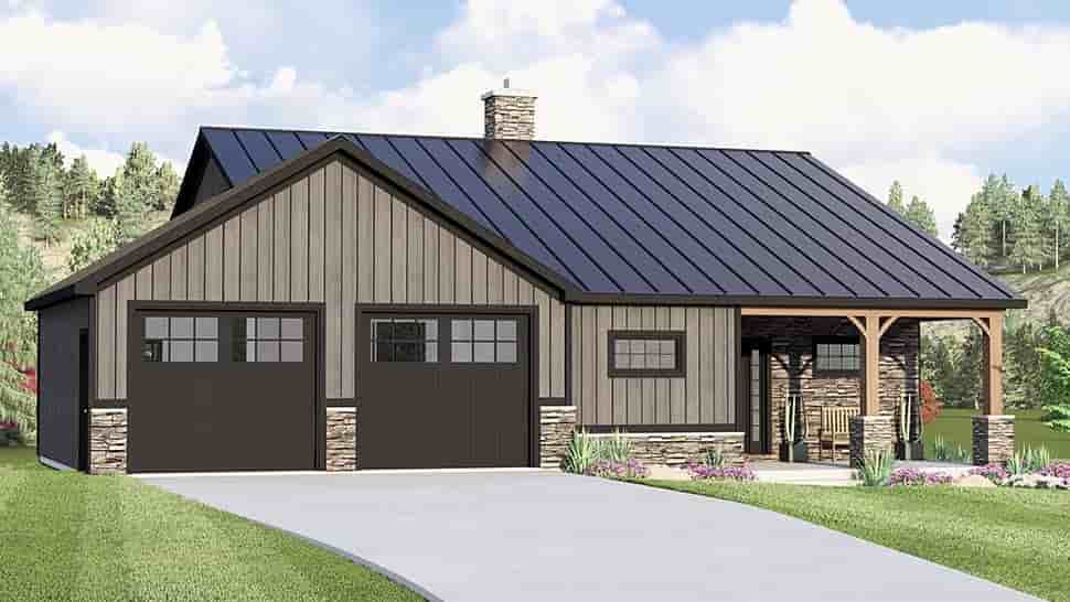 Country House Plan 100714 with 1 Beds, 2 Baths, 2 Car Garage Picture 2