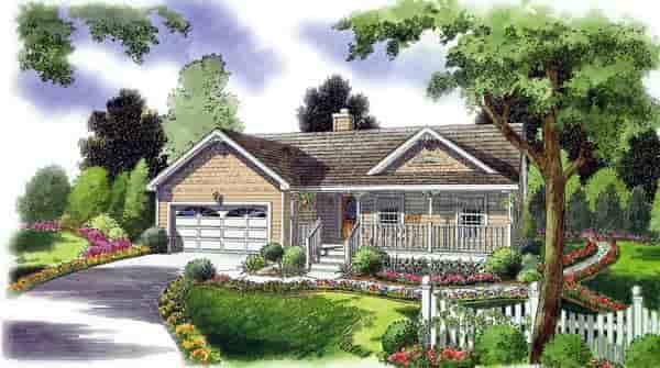 Bungalow, Country, Southern, Traditional House Plan 24721 with 3 Beds, 2 Baths, 2 Car Garage Picture 1