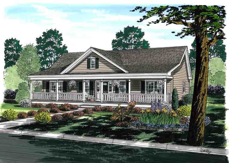 Country, Ranch, Traditional House Plan 25102 with 3 Beds, 2 Baths Picture 1