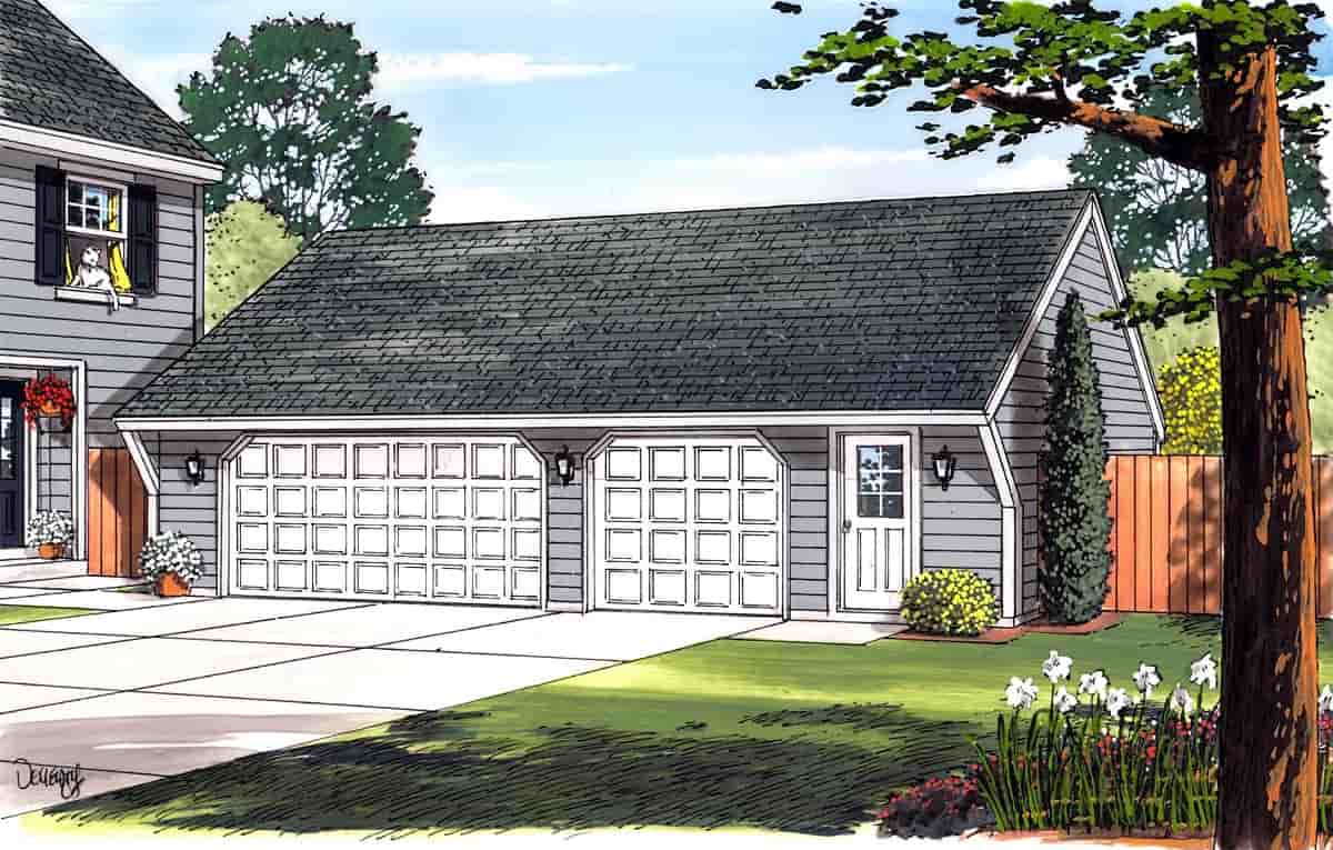 Cape Cod, Saltbox, Traditional 3 Car Garage Plan 30022 Picture 1