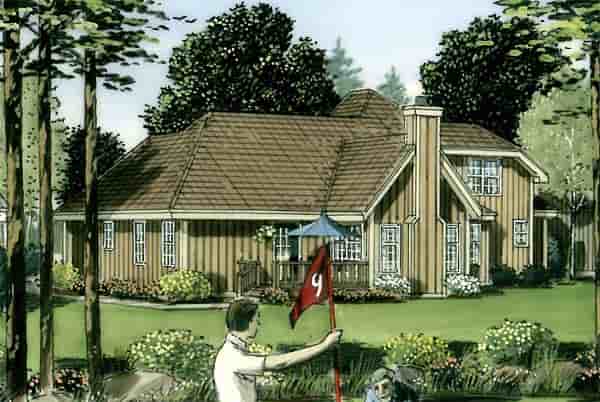 Bungalow, Country, Traditional House Plan 34049 with 4 Beds, 3 Baths, 2 Car Garage Picture 1