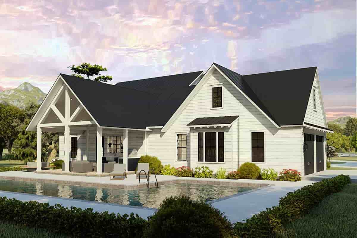 Cottage, Country, Craftsman, Farmhouse, Ranch, Southern, Traditional House Plan 40046 with 4 Beds, 2 Baths, 2 Car Garage Picture 2