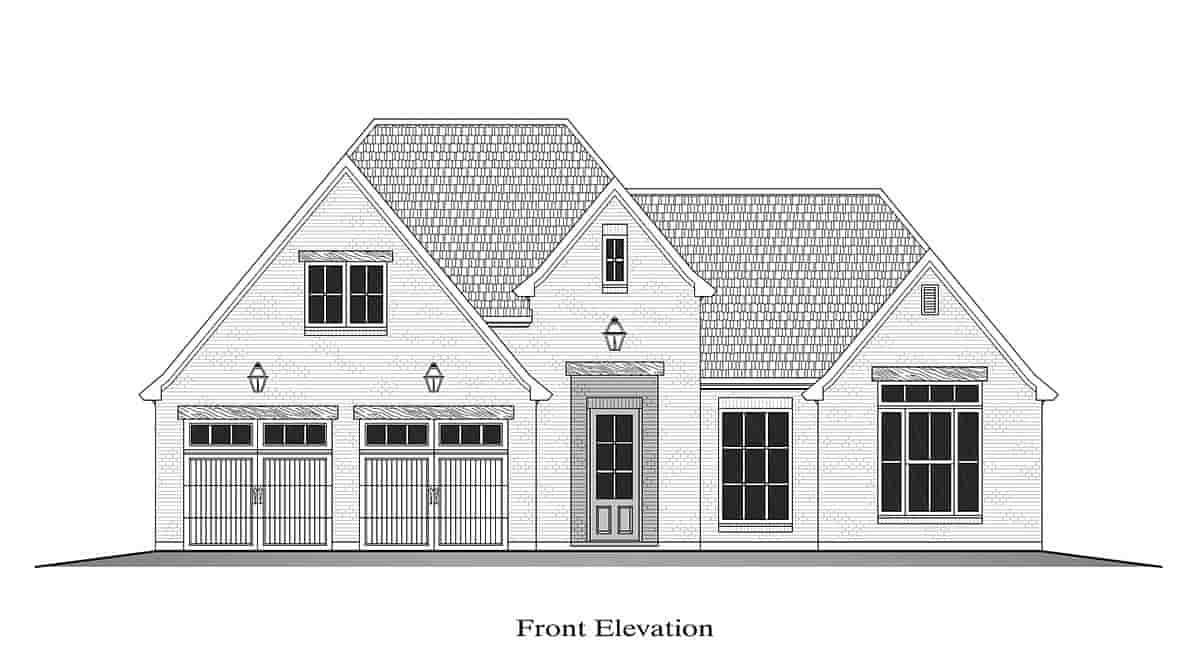Contemporary, European, French Country, Traditional House Plan 40375 with 3 Beds, 2 Baths, 2 Car Garage Picture 1
