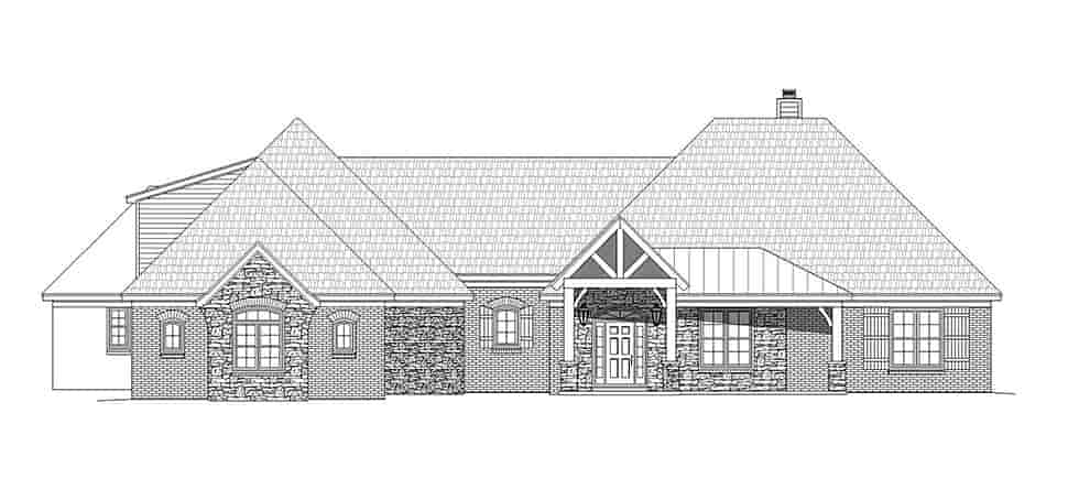 European, French Country, Ranch House Plan 40853 with 4 Beds, 4 Baths, 3 Car Garage Picture 3
