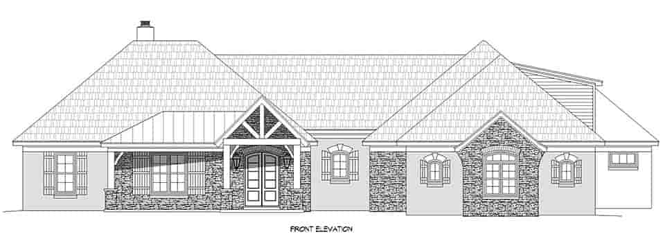 European, French Country, Ranch House Plan 40860 with 3 Beds, 4 Baths, 3 Car Garage Picture 3