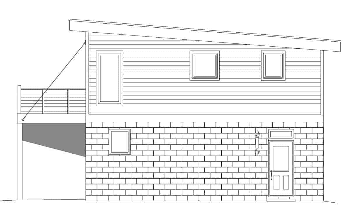 Coastal, Contemporary, Modern Garage-Living Plan 40862 with 1 Beds, 1 Baths, 2 Car Garage Picture 1