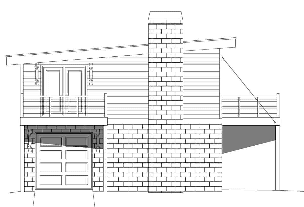 Coastal, Contemporary, Modern Garage-Living Plan 40862 with 1 Beds, 1 Baths, 2 Car Garage Picture 2