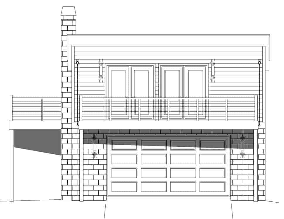 Coastal, Contemporary, Modern Garage-Living Plan 40862 with 1 Beds, 1 Baths, 2 Car Garage Picture 3