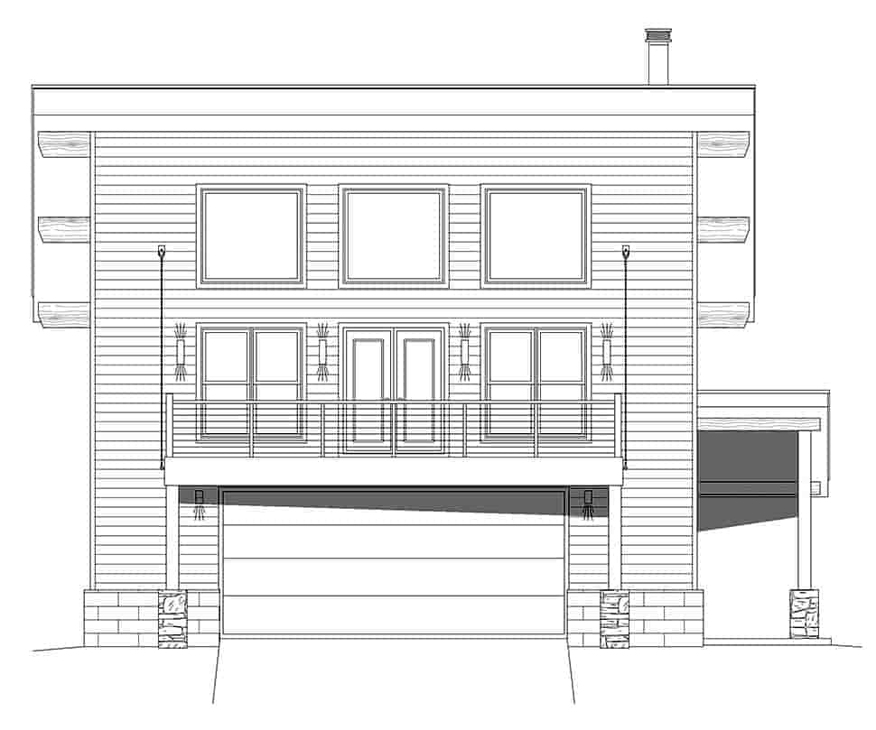 Coastal, Contemporary, Modern Garage-Living Plan 40863 with 2 Beds, 2 Baths, 2 Car Garage Picture 3
