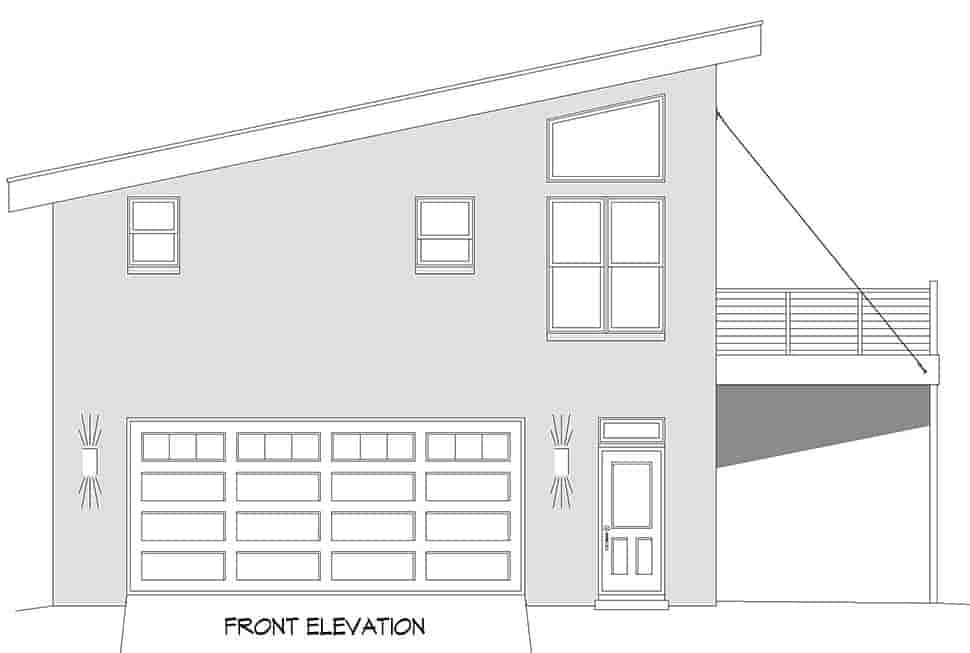 Contemporary, Modern Garage-Living Plan 40897 with 1 Beds, 1 Baths, 2 Car Garage Picture 3