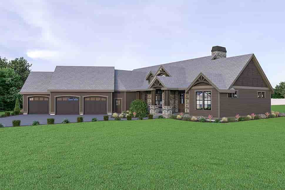 Craftsman, Ranch House Plan 40966 with 3 Beds, 3 Baths, 3 Car Garage Picture 3