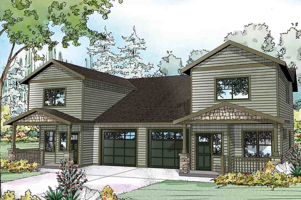 Contemporary, Country, Craftsman, Traditional Multi-Family Plan 41261 with 6 Beds, 6 Baths, 2 Car Garage Picture 3