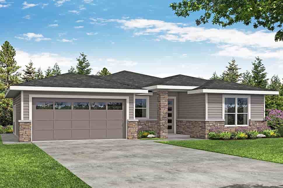 Contemporary, Prairie, Traditional House Plan 41382, 2 Car Garage Picture 3