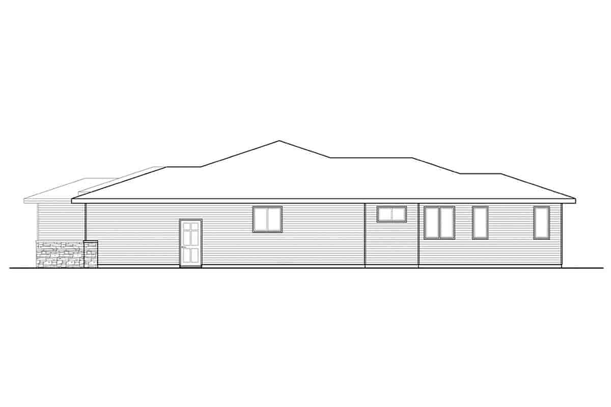 Modern, Prairie, Ranch House Plan 41389 with 3 Beds, 2 Baths, 2 Car Garage Picture 1