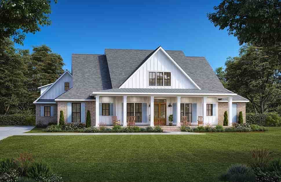 Farmhouse, Southern House Plan 41444 with 4 Beds, 4 Baths, 3 Car Garage Picture 2