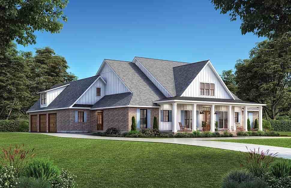 Farmhouse, Southern House Plan 41444 with 4 Beds, 4 Baths, 3 Car Garage Picture 3