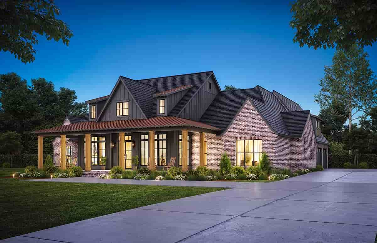 House Plan 41455 Farmhouse Style With 3127 Sq Ft 4 Bed 4 Bath