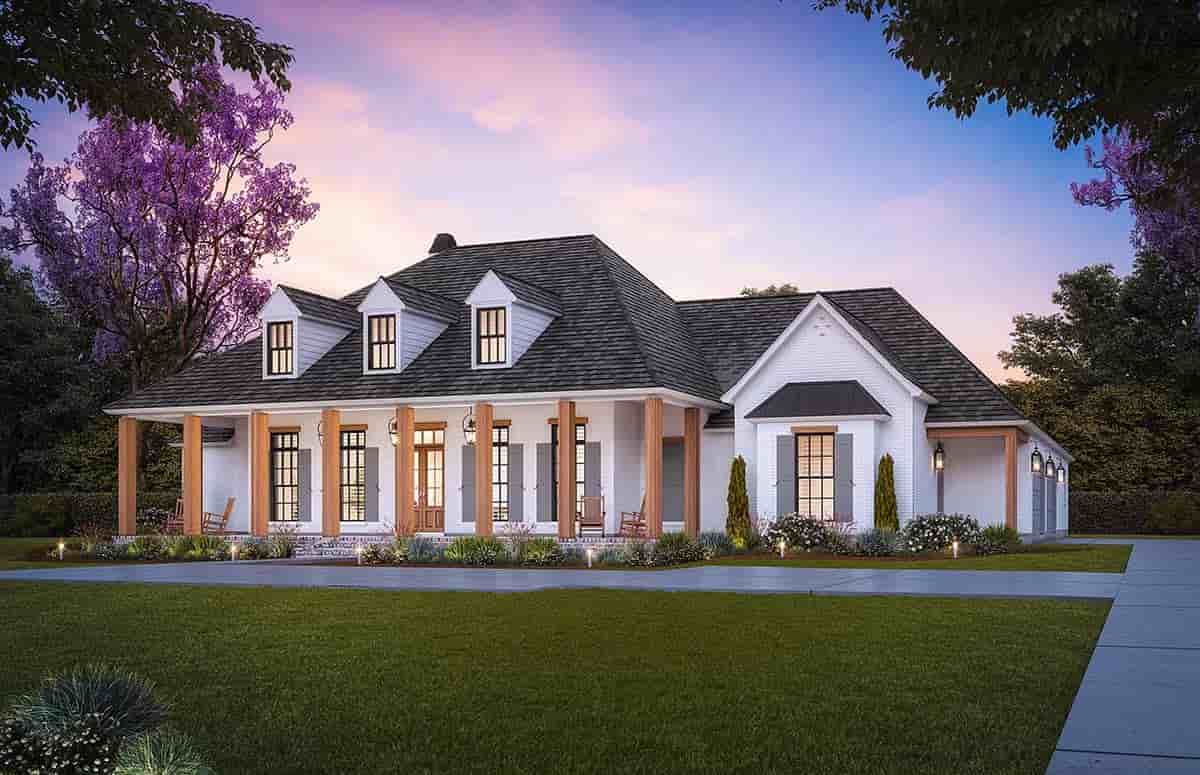 Colonial, One-Story House Plan 41463 with 4 Beds, 3 Baths, 3 Car Garage Picture 1