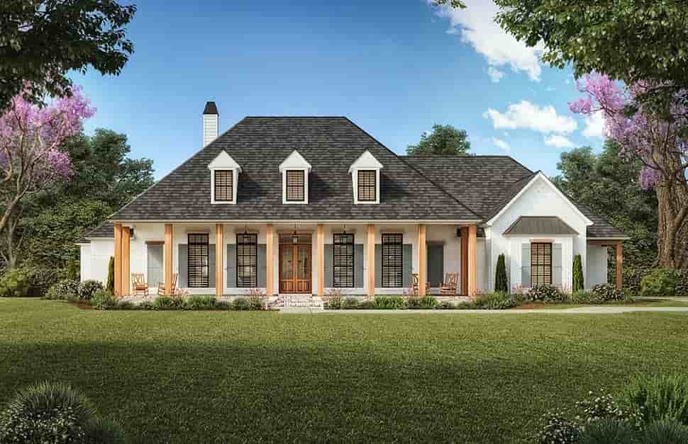 Colonial, One-Story House Plan 41463 with 4 Beds, 3 Baths, 3 Car Garage Picture 2