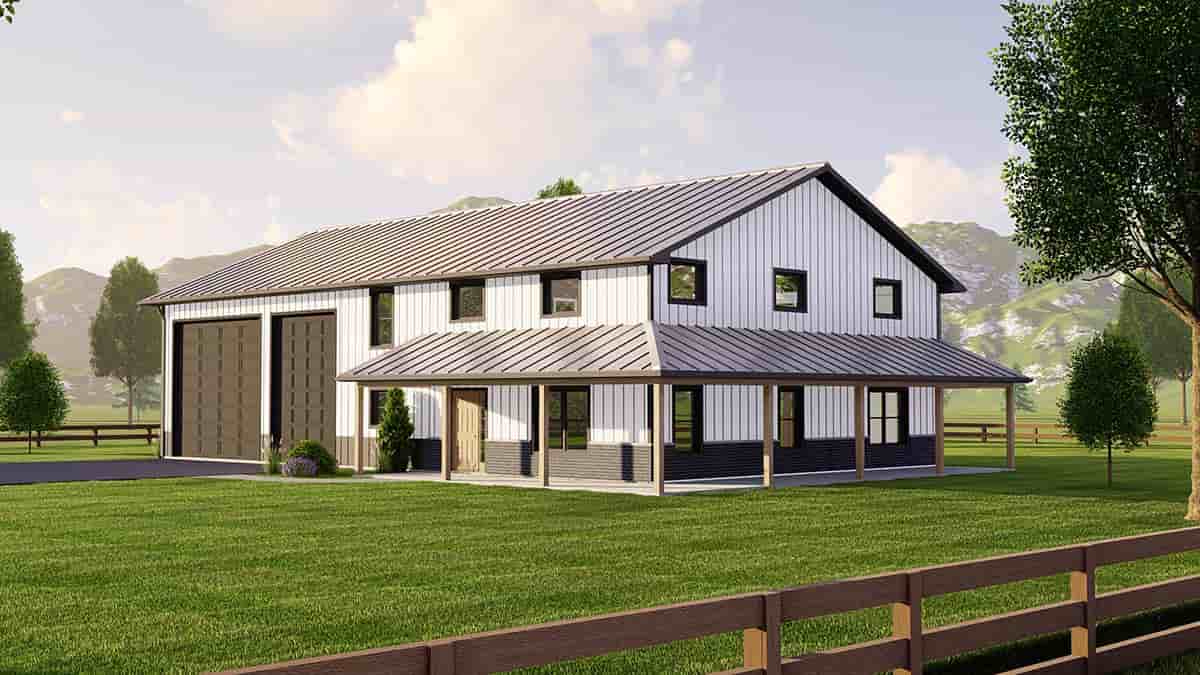 Barndominium, Country, Craftsman, Farmhouse House Plan 41805 with 3 Beds, 3 Baths, 3 Car Garage Picture 1