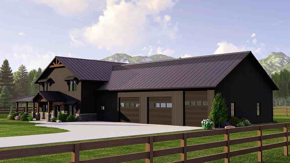 Barndominium, Country, Craftsman, Farmhouse House Plan 41807 with 3 Beds, 4 Baths, 4 Car Garage Picture 1