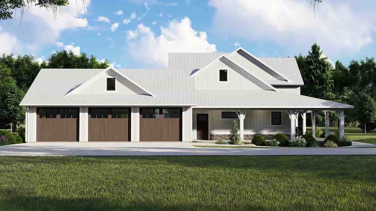 Country, Craftsman, Farmhouse, Traditional House Plan 41814 with 3 Beds, 4 Baths, 3 Car Garage Picture 2
