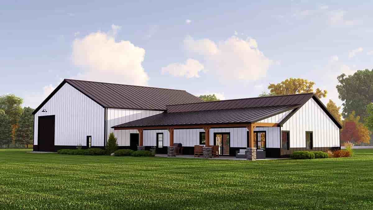 Barndominium House Plan 41850 with 3 Beds, 2 Baths, 4 Car Garage Picture 2