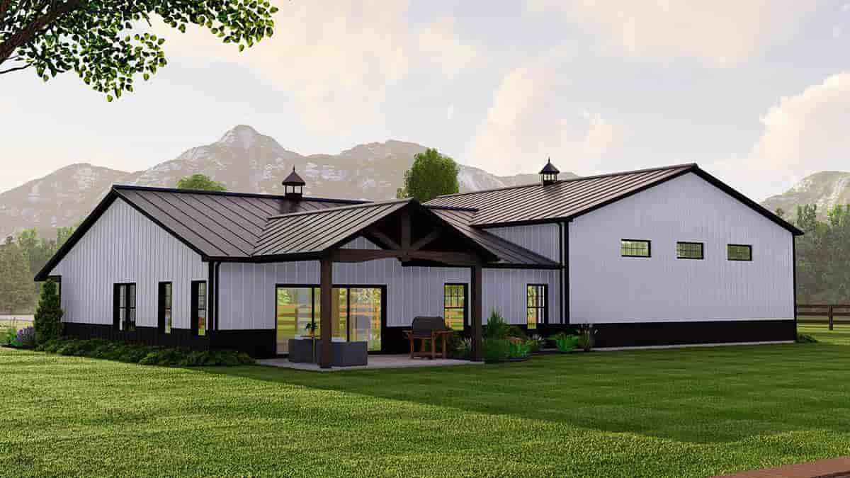 Barndominium, Country House Plan 41857 with 2 Beds, 2 Baths, 2 Car Garage Picture 1