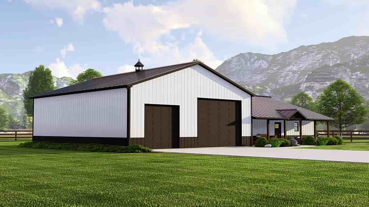 Barndominium, Country House Plan 41857 with 2 Beds, 2 Baths, 2 Car Garage Picture 2