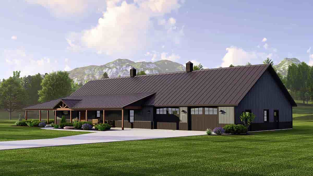 Barndominium, Ranch House Plan 41869 with 3 Beds, 4 Baths, 2 Car Garage Picture 1