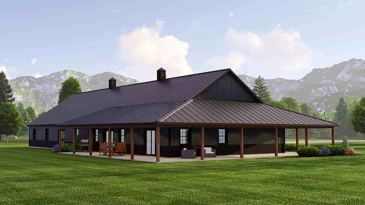 Barndominium, Ranch House Plan 41869 with 3 Beds, 4 Baths, 2 Car Garage Picture 2