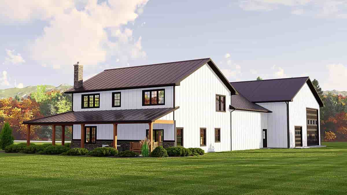 Barndominium, Country House Plan 41871 with 3 Beds, 4 Baths, 4 Car Garage Picture 1