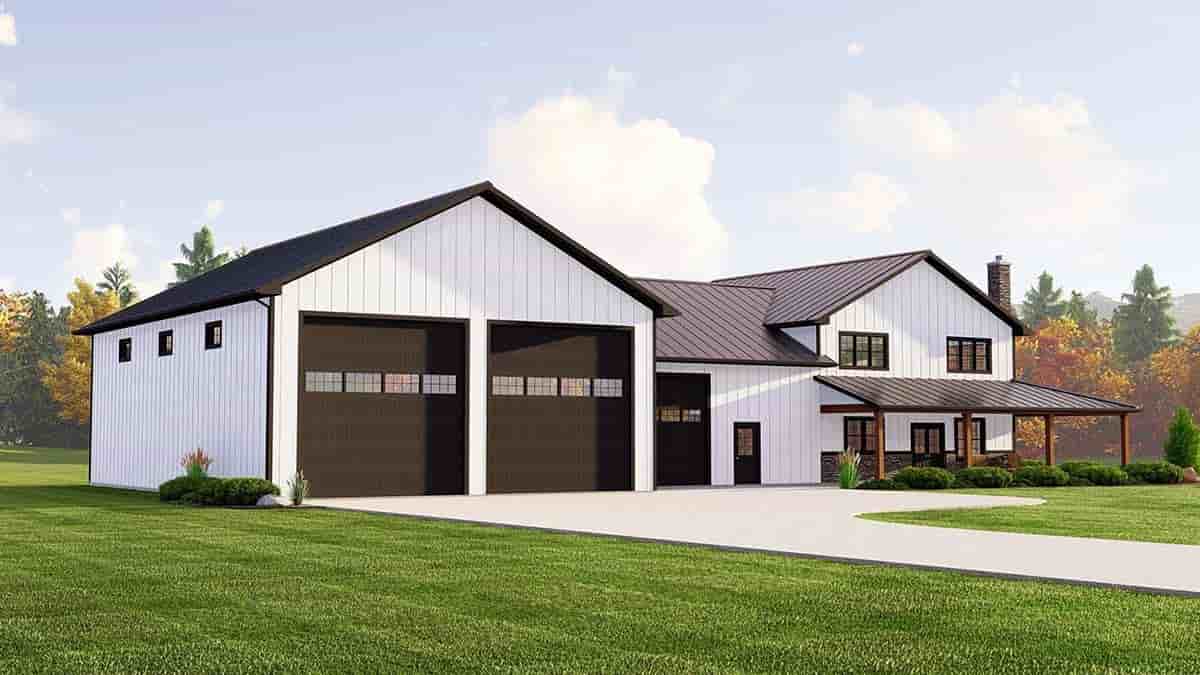 Barndominium, Country House Plan 41871 with 3 Beds, 4 Baths, 4 Car Garage Picture 2