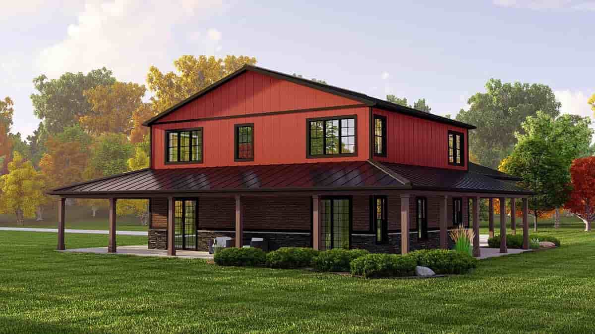 Barndominium, Country House Plan 41874 with 3 Beds, 3 Baths, 2 Car Garage Picture 1