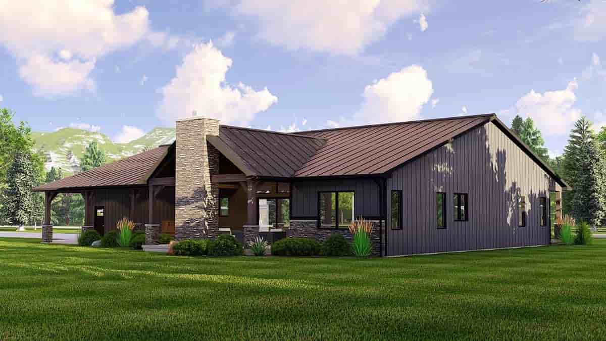 Barndominium, Country, Craftsman, Ranch House Plan 41876 with 3 Beds, 2 Baths, 2 Car Garage Picture 2