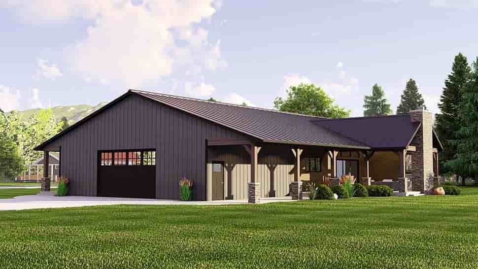Barndominium, Country, Craftsman, Ranch House Plan 41876 with 3 Beds, 2 Baths, 2 Car Garage Picture 3