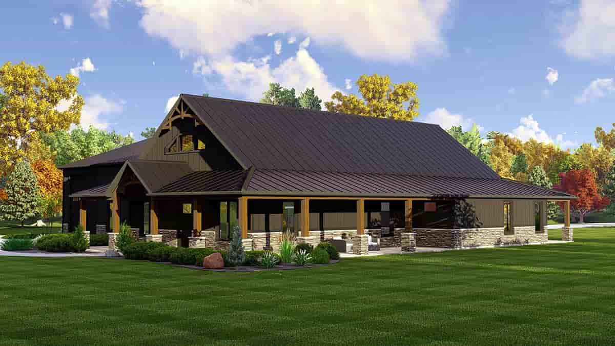 Barndominium House Plan 41880 with 3 Beds, 3 Baths, 4 Car Garage Picture 1