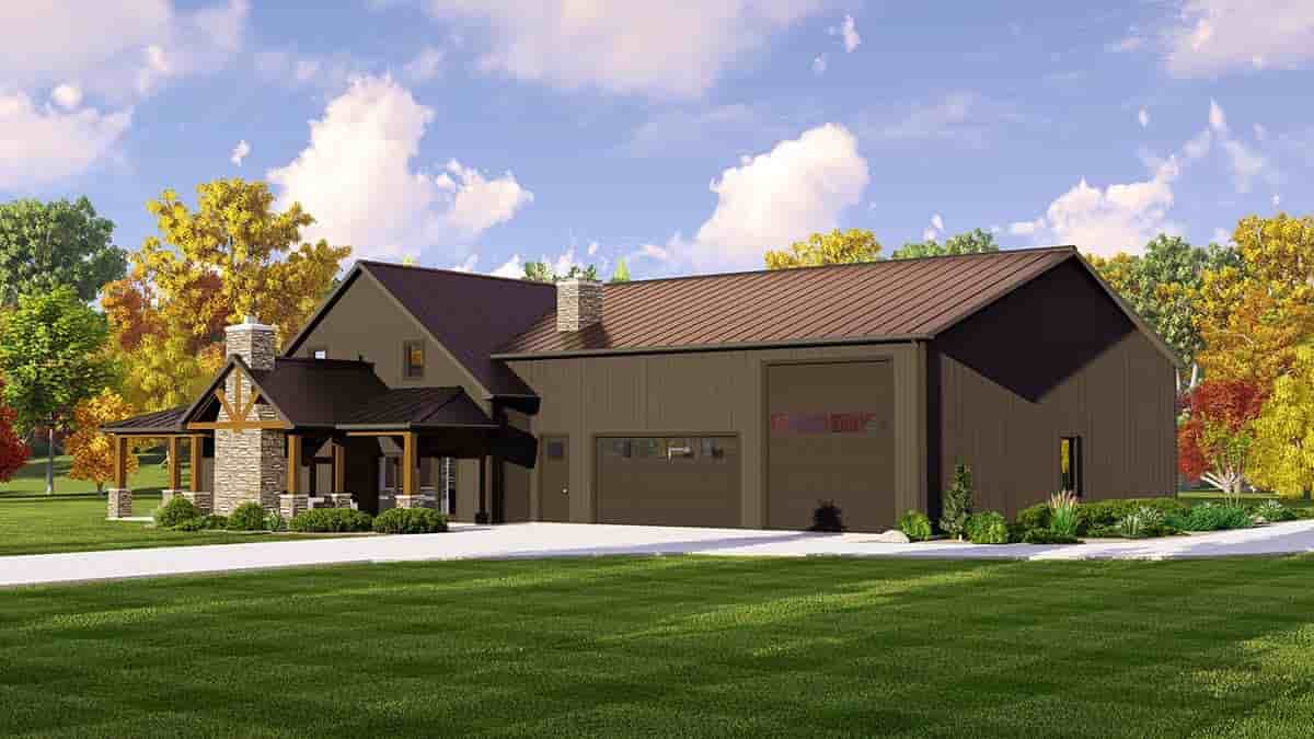 Barndominium House Plan 41880 with 3 Beds, 3 Baths, 4 Car Garage Picture 2