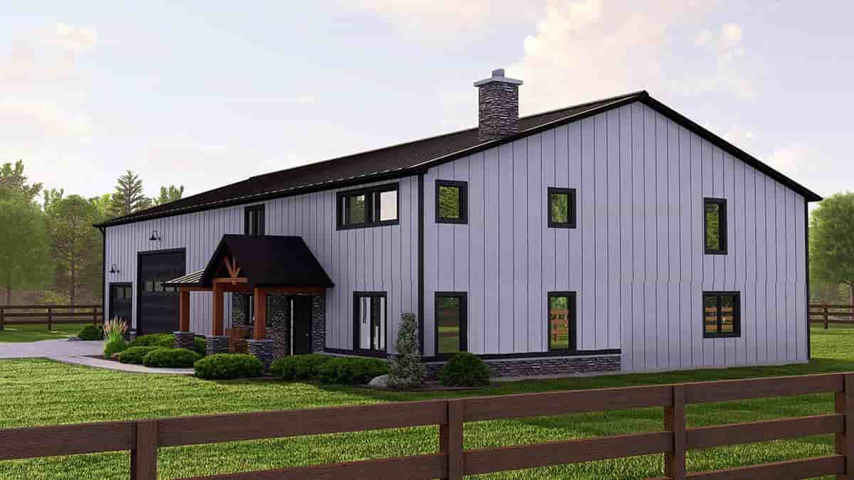 Barndominium House Plan 41881 with 4 Beds, 3 Baths, 3 Car Garage Picture 1