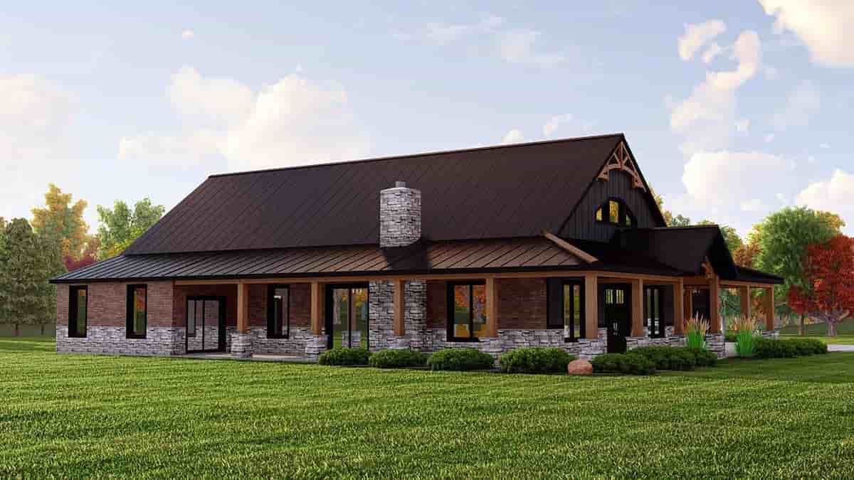 Barndominium House Plan 41888 with 3 Beds, 3 Baths, 3 Car Garage Picture 2