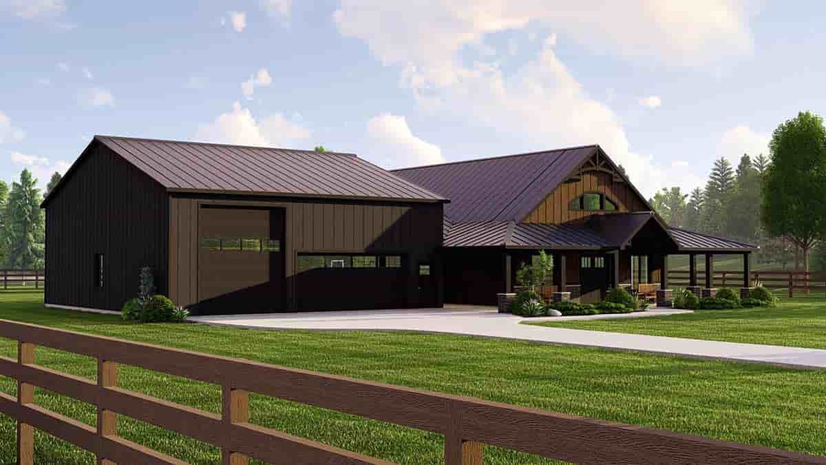 Barndominium House Plan 41889 with 3 Beds, 2 Baths, 3 Car Garage Picture 2