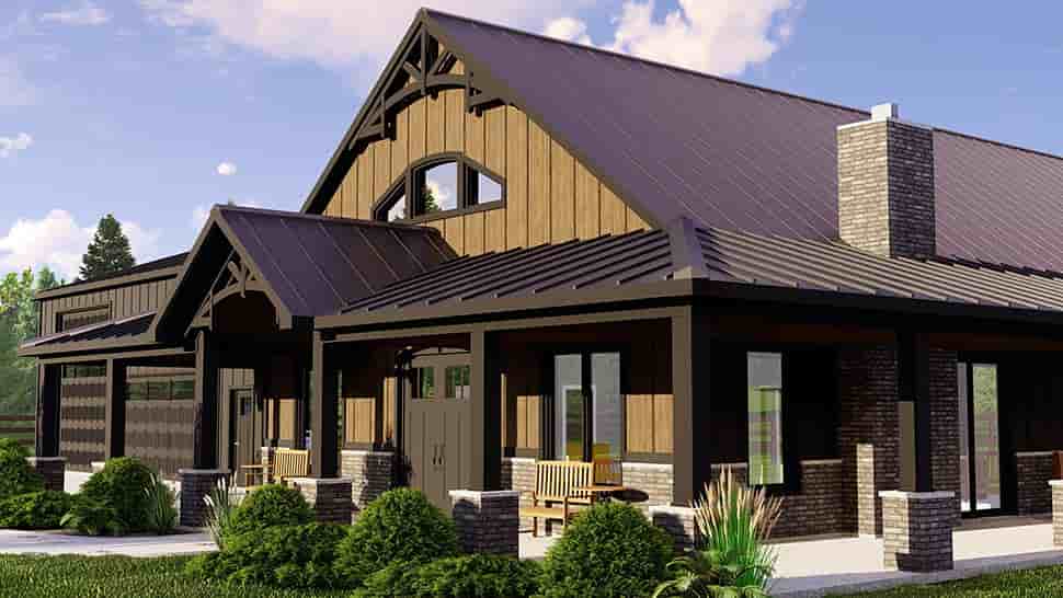 Barndominium House Plan 41889 with 3 Beds, 2 Baths, 3 Car Garage Picture 3