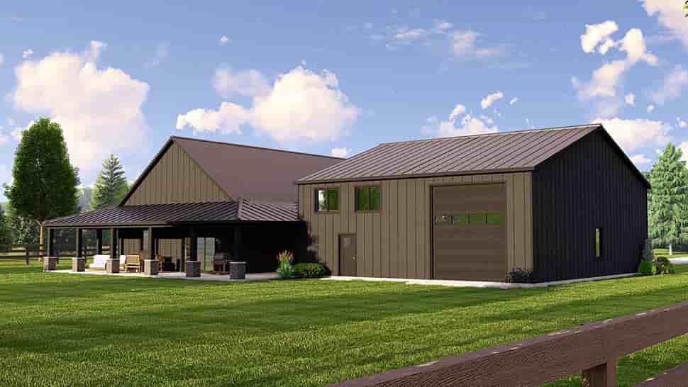 Barndominium House Plan 41889 with 3 Beds, 2 Baths, 3 Car Garage Picture 4