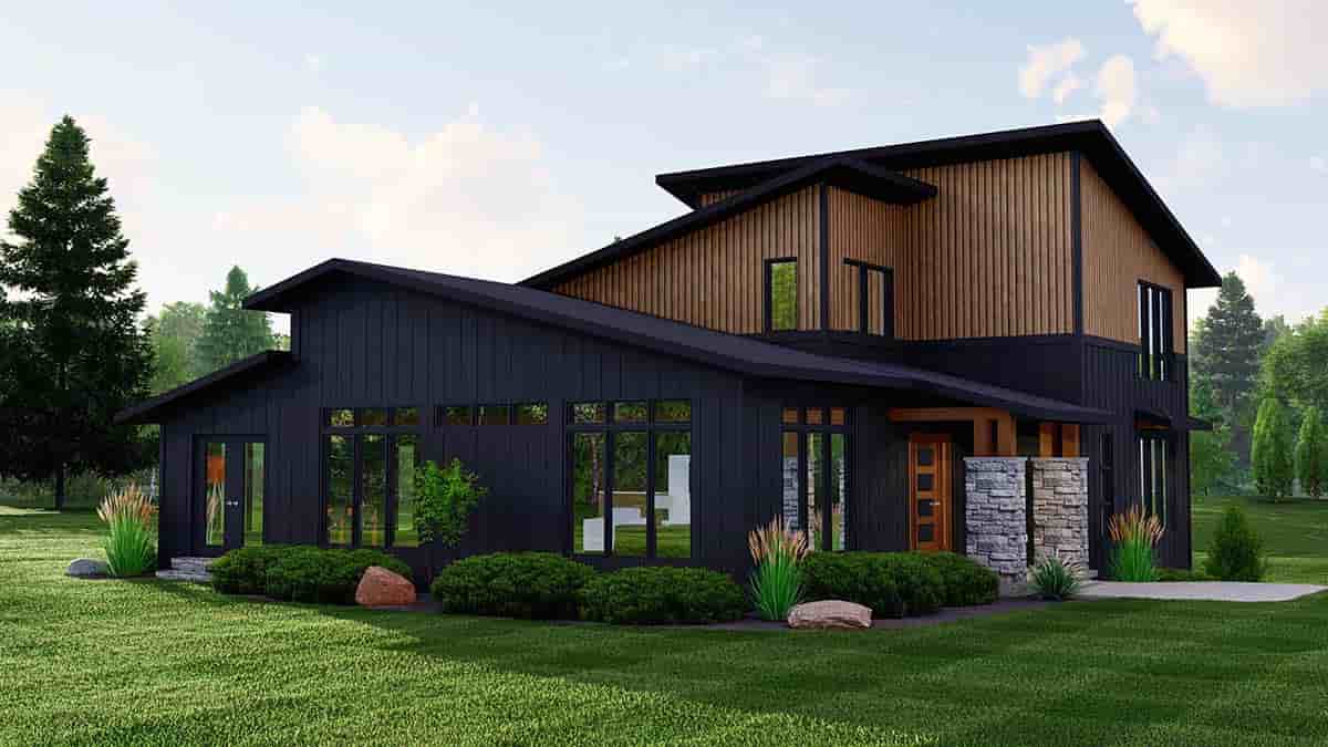 Modern House Plan 41894 with 3 Beds, 3 Baths, 2 Car Garage Picture 2