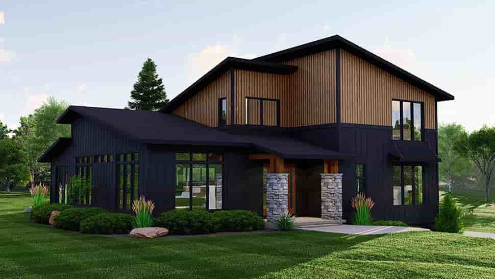 Modern House Plan 41894 with 3 Beds, 3 Baths, 2 Car Garage Picture 3